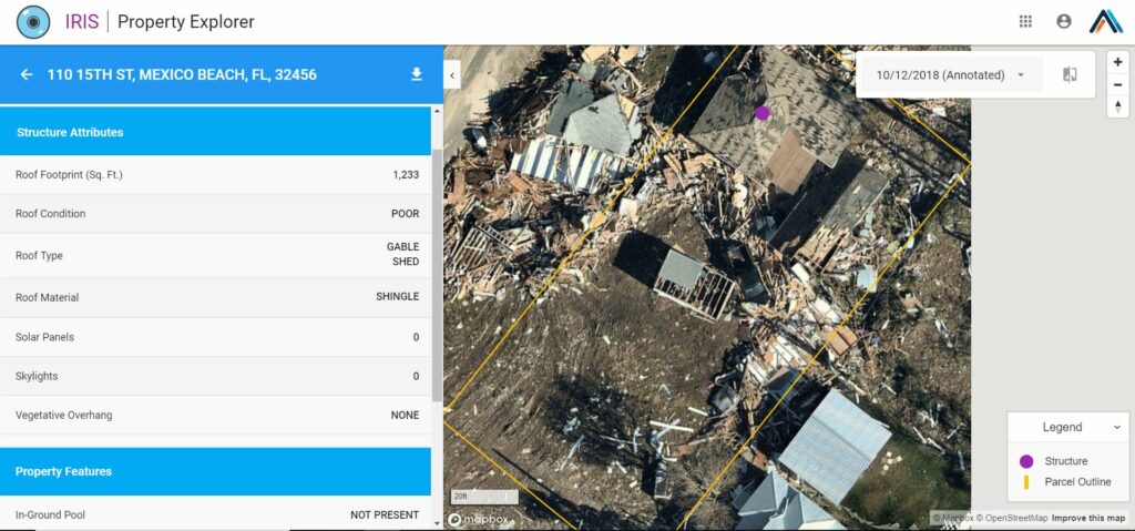 Hurricane Michael post-event aerial imagery from Athenium Analytics