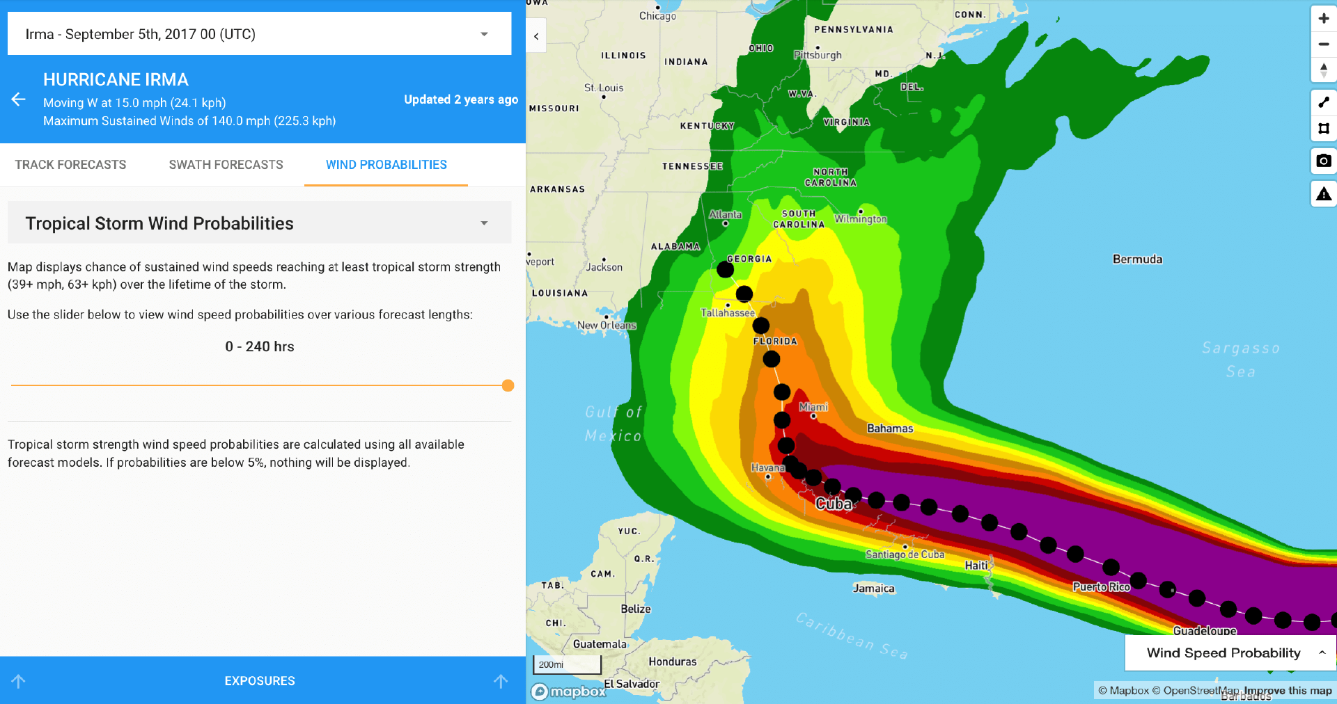 Hurricane tracking wind swaths for insurance