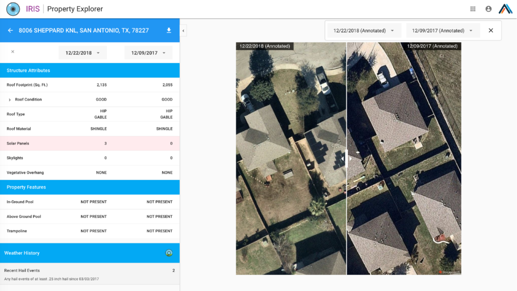 IRIS change detection product screenshot