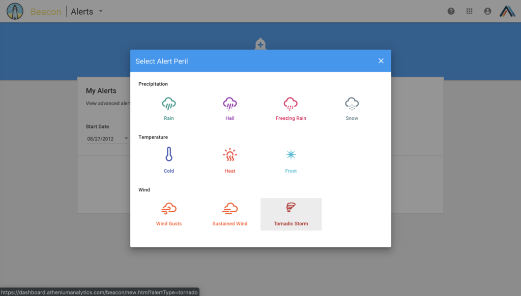 Beacon tornadic storm email alerts