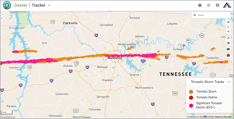 Nashville TN Tornado path EF4
