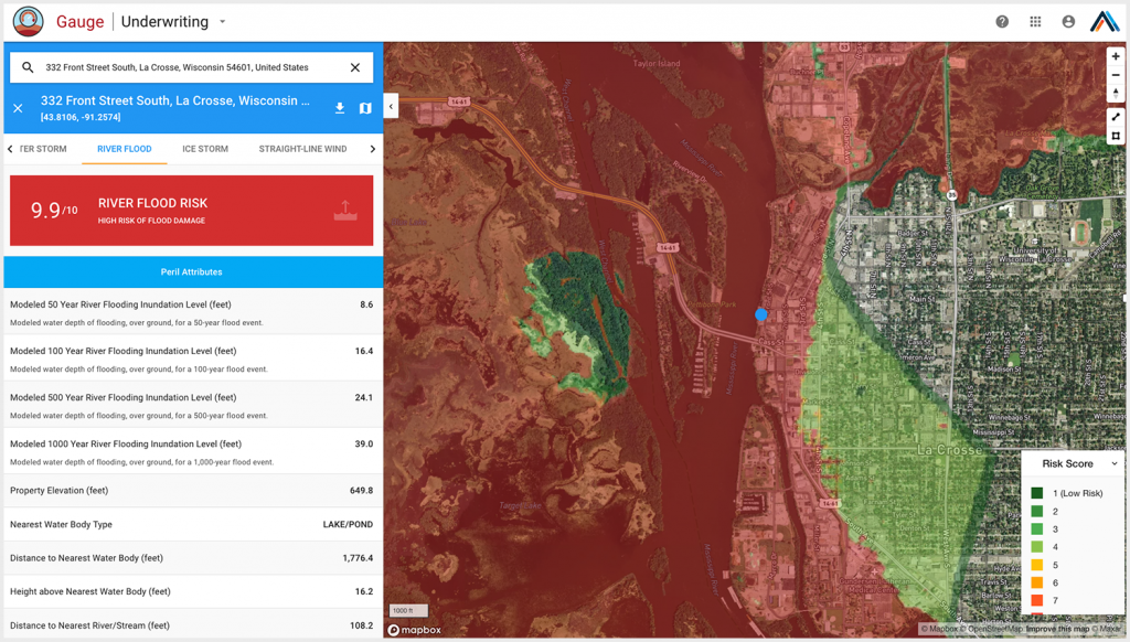 GaugeFlood river flood risk maps