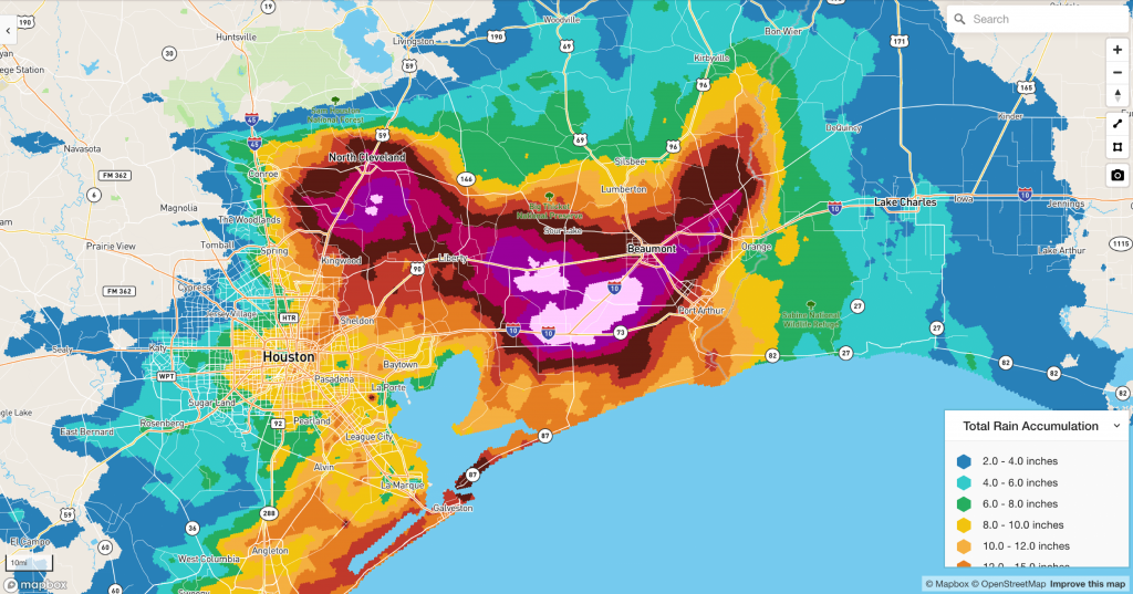 Tropical Storm Imelda precipitation map Texas