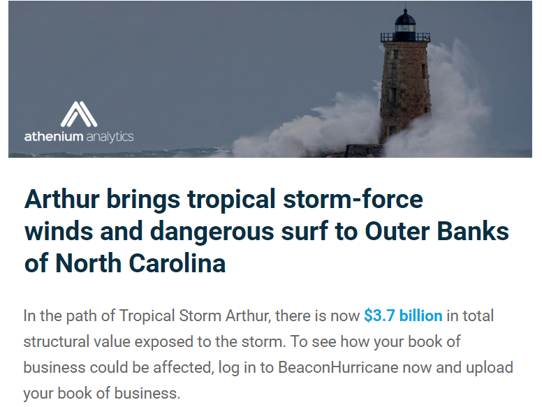 Tropical Storm Arthur structural value estimates