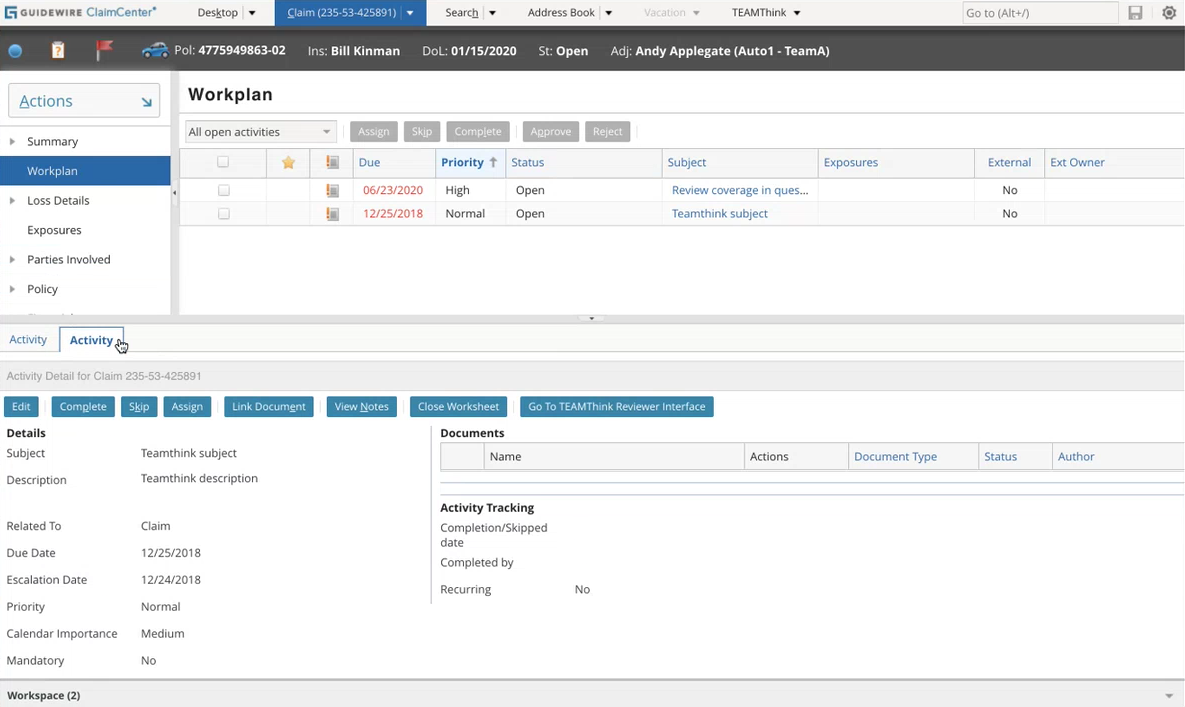 Extending teamthink compatibility to Guidewire ClaimCenter v9