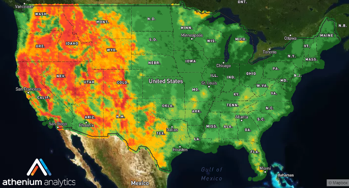 New 2021 U.S. wildfire risk map from Athenium Analytics