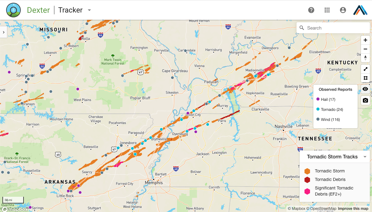 Arkansas Tornado Map